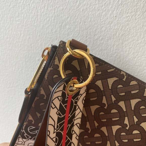 BURBERRY Monogram Strip E-canvas Zip Pouch - Picture 2 of 13